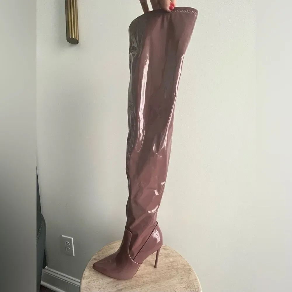 Steve Madden Over The Knee Patent Leather Victory Boots in Purple Size 6 NWOB